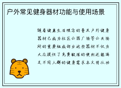 户外常见健身器材功能与使用场景
